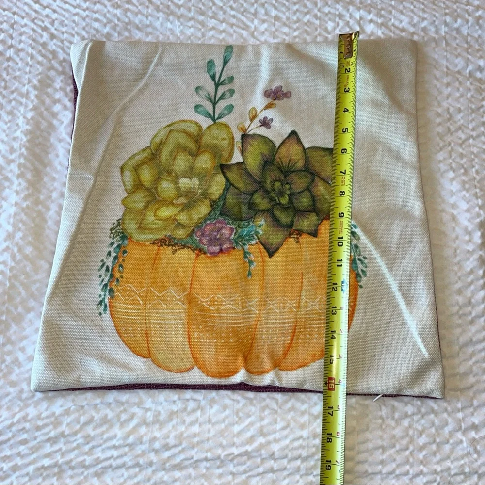 Pumpkin Succulent Print Decorative Square Throw‎ Pillow Cover